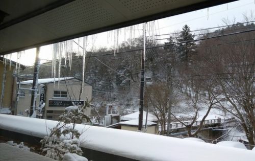 塩原温泉、小梅や 朝食と雪景色