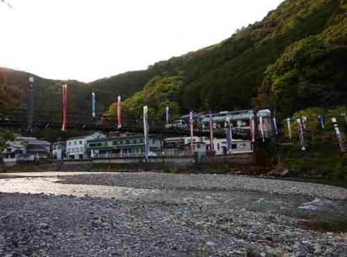 川湯温泉に鯉のぼりが泳ぎました。