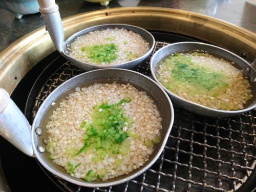 上会津屋の朝食イッピン!自慢の『温泉そばの実雑炊』