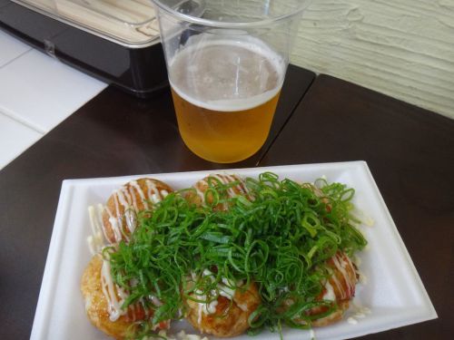 たこやき櫻(玉造温泉) 熱い温泉に入ったあとはやっぱりビール!