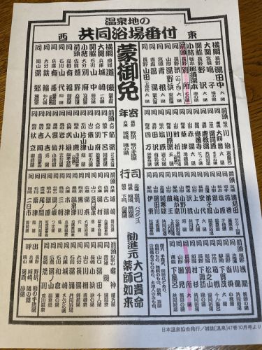 温泉地の共同浴場番付に別所あるかな