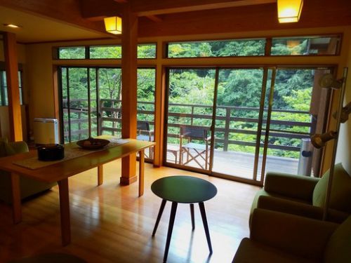 群馬県四万温泉、長静館 新緑